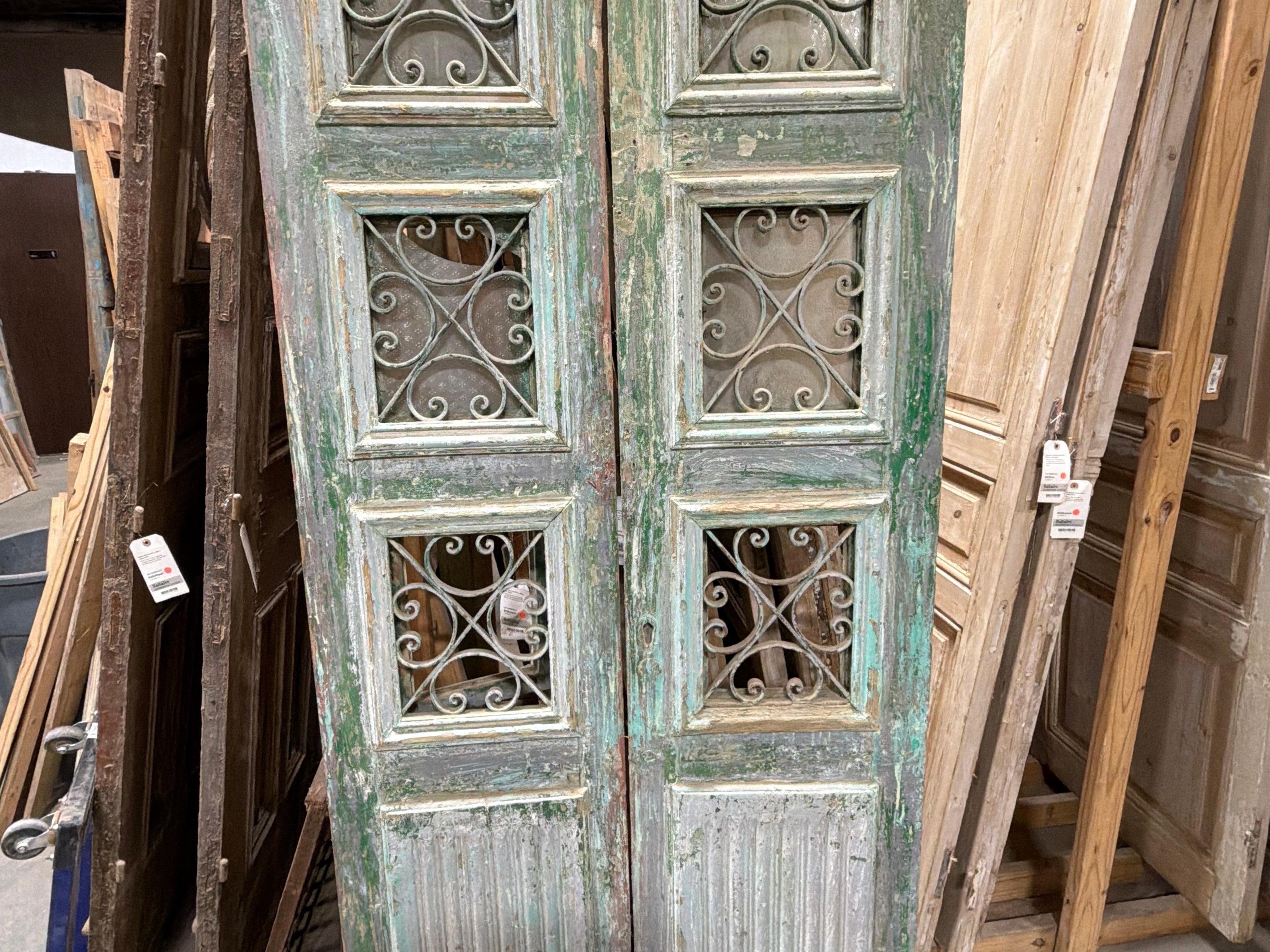 Doors with Iron 38in x 93.5in x 1.75in #1256 - Saltaire Antiques