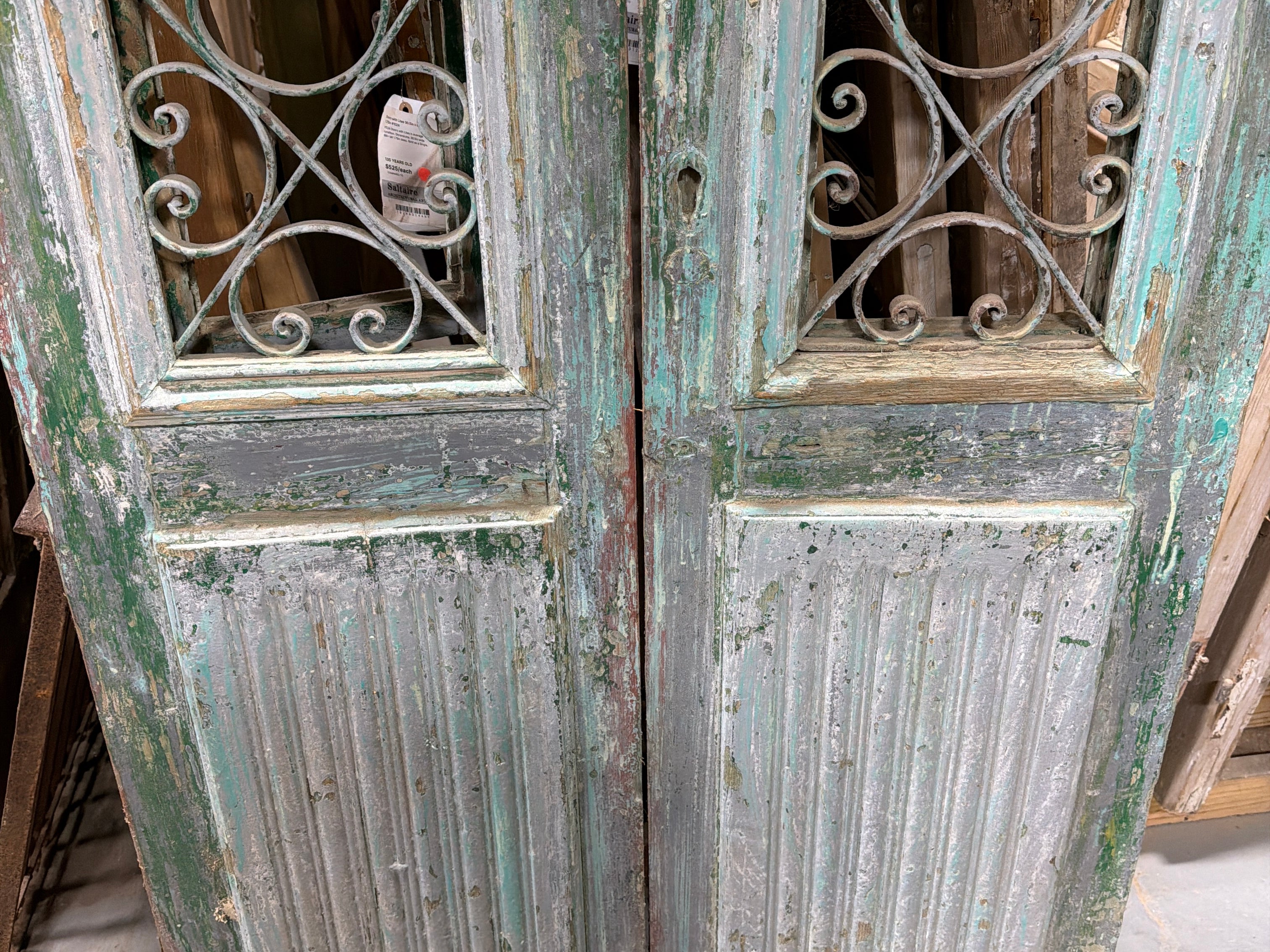 Doors with Iron 38in x 93.5in x 1.75in #1256 - Saltaire Antiques